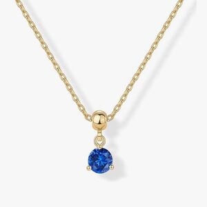 NEW 14K Gold Plated Elegant Gold Necklace with Blue Pendant